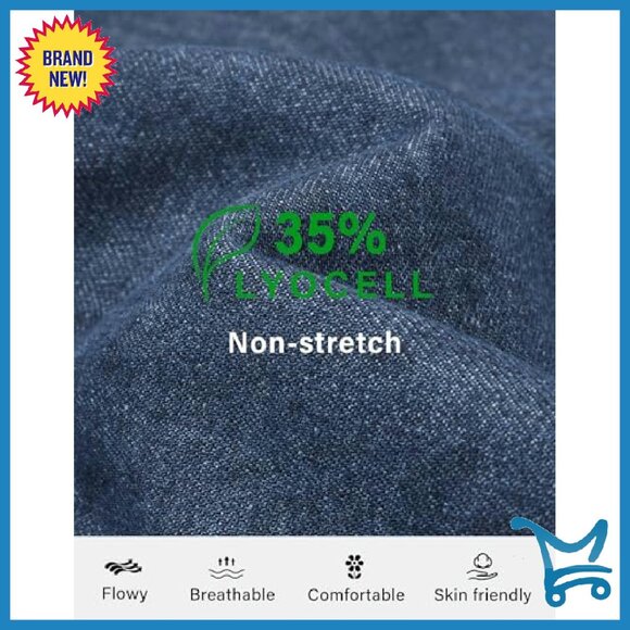 Women's Loose Fit Pull-On Jeans Elastic Waist Lyocell Non-Stretch - Picture 6 of 8